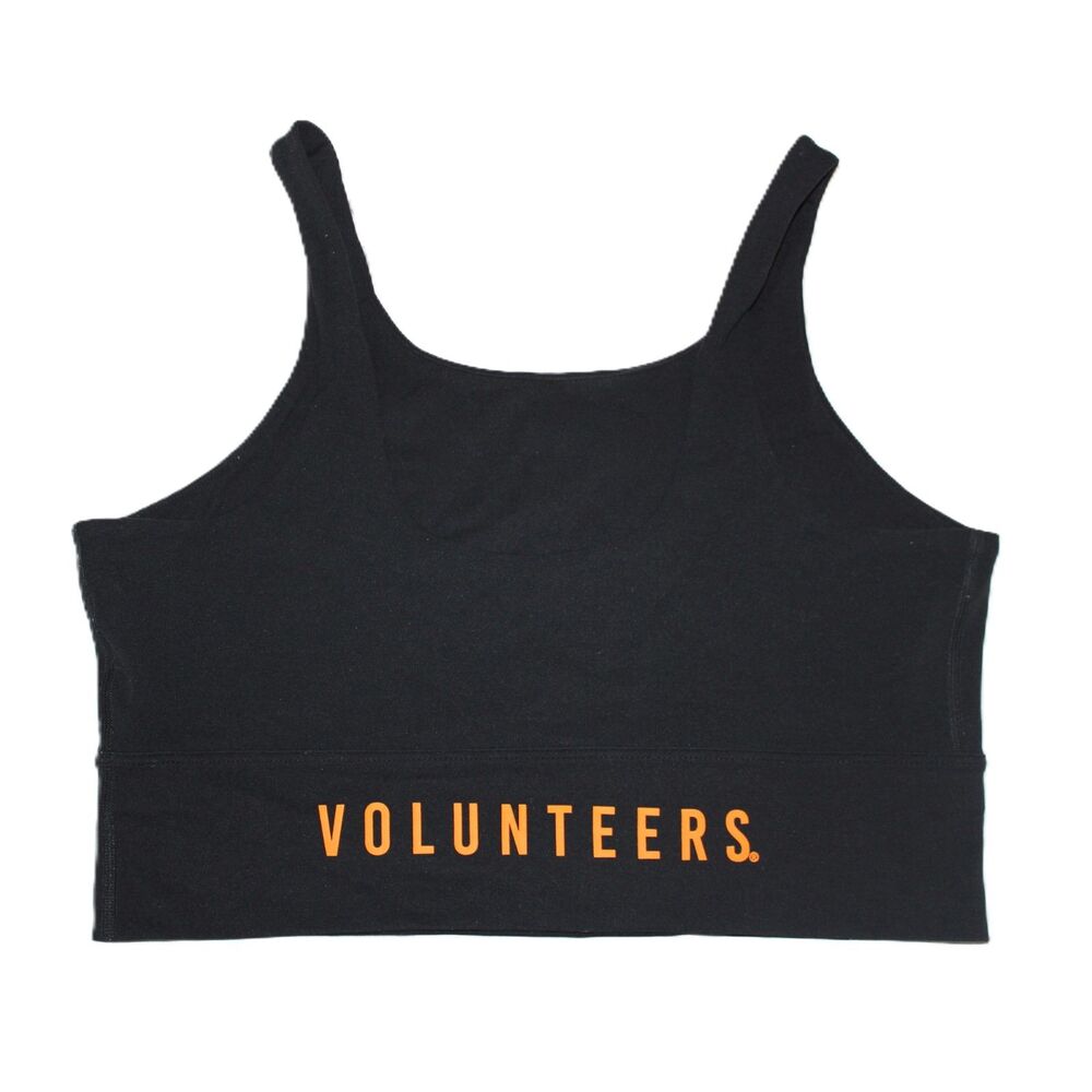 Nike Tennessee Volunteers Black Sports Bra Orange Power T logo + Swoosh-Wmn Lg